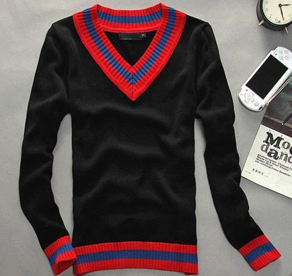 Mens V-neck Knitted Jumper 30651